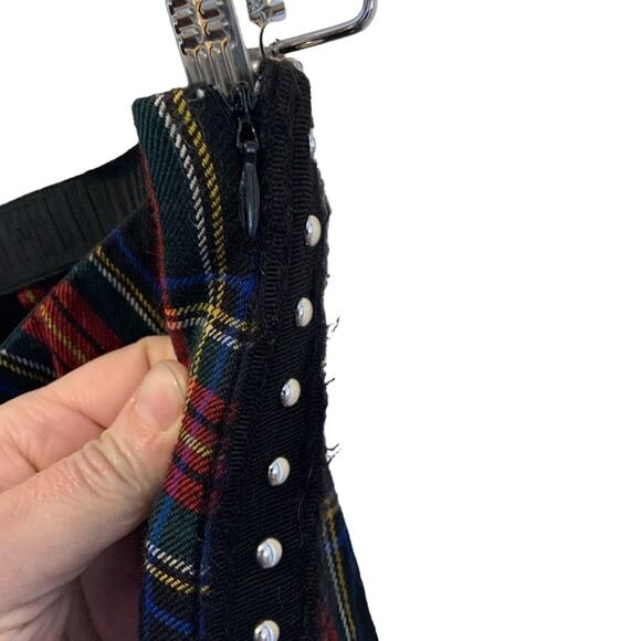 P.A.R.O.S.H plaid pants wool blend trousers studded details punk look Sz L - Picture 5 of 6